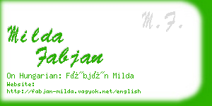 milda fabjan business card